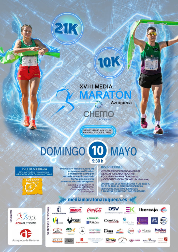 CARTEL MM AZUQUECA 2026 18ª Media Maratón Azuqueca y 10k 2026